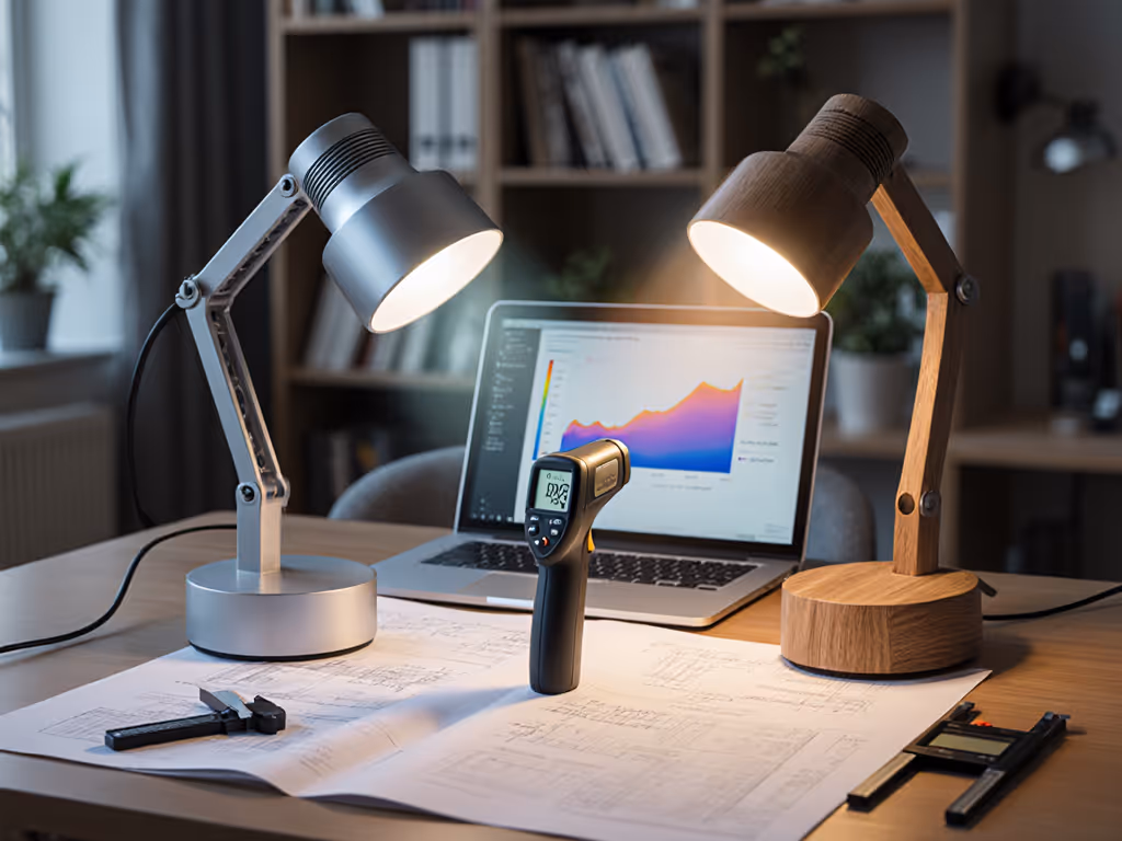 Desk Lamp Thermal Properties: Metal Outperforms Wood