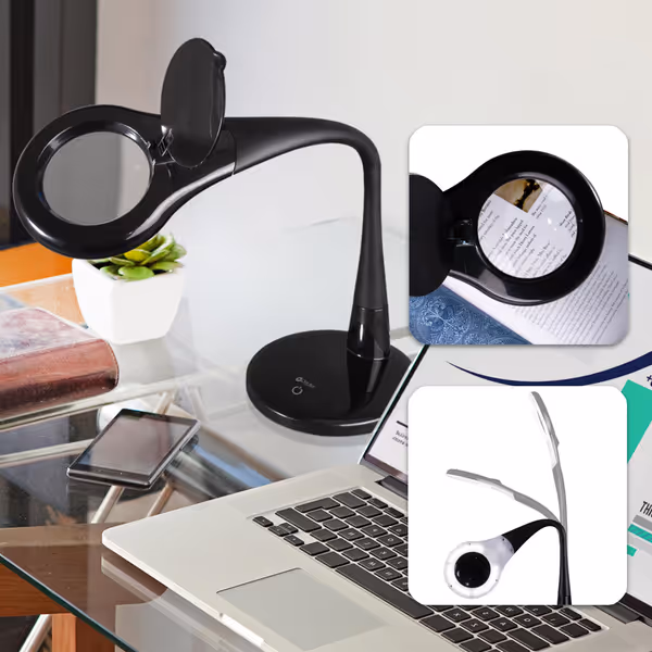 OttLite LED Desk Lamp with Adjustable Magnifier